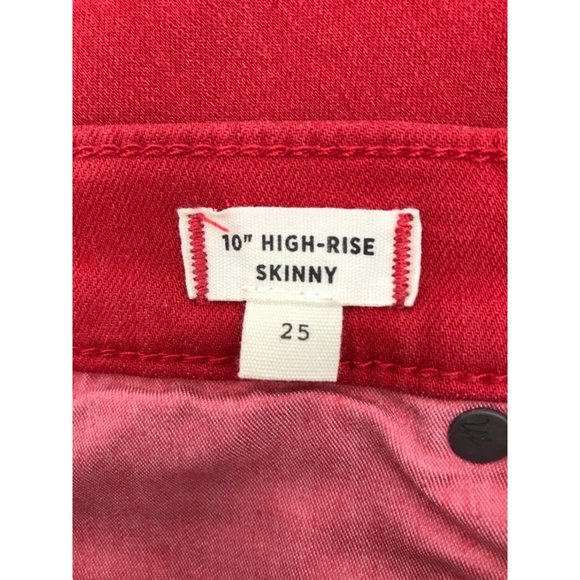 Madewell High Rise Skinny Jean Raw Hem Red Size 25 - Picture 6 of 7